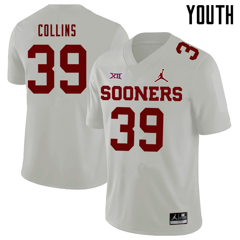 Jordan Brand Youth #39 Doug Collins Oklahoma Sooners College Football Jerseys Sale-White - Click Image to Close